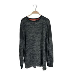 HARLEY DAVIDISON Gray and‎ Black Camo Long Sleeve Thermal Henley Top